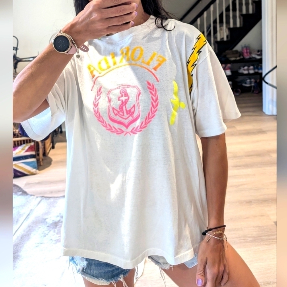 Vintage Florida Tee XL Neon Embroidery